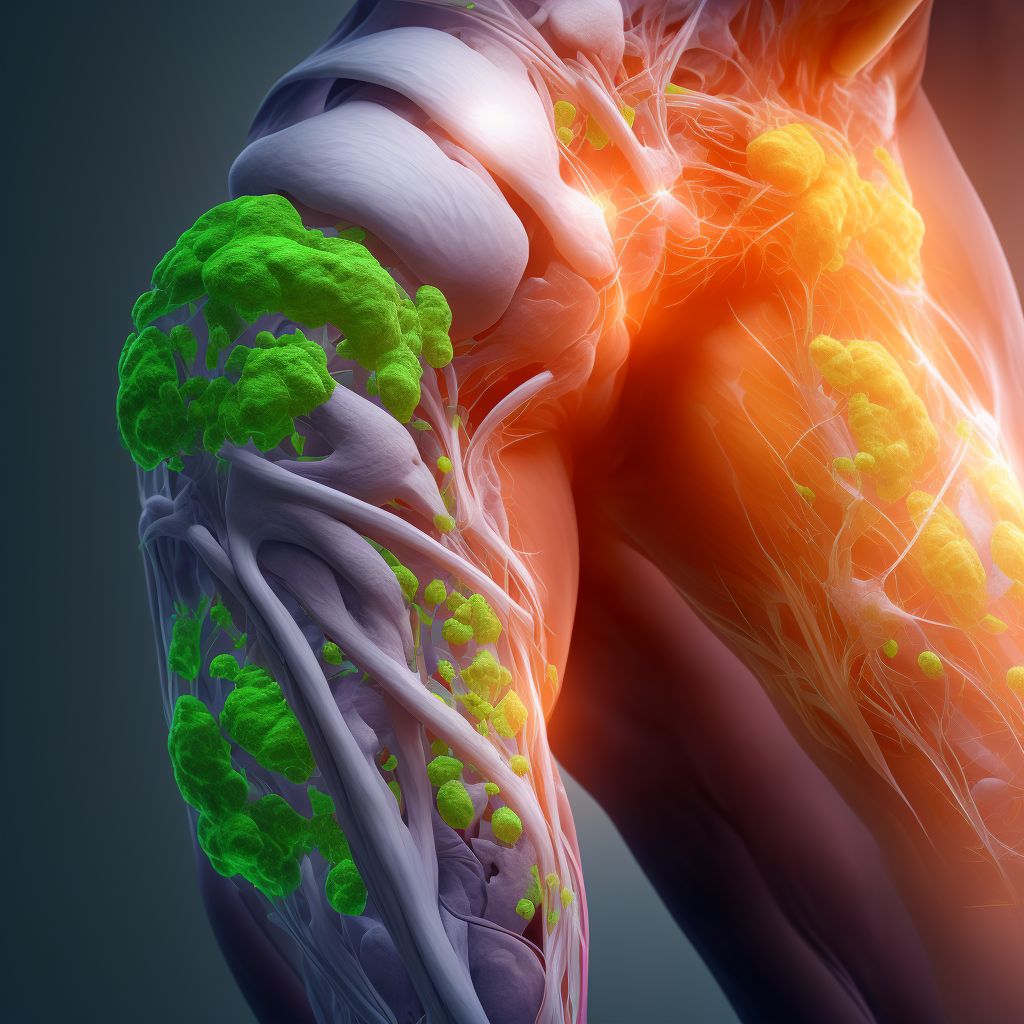 Laceration of unspecified muscles, fascia and tendons at thigh level, unspecified thigh, sequela digital illustration