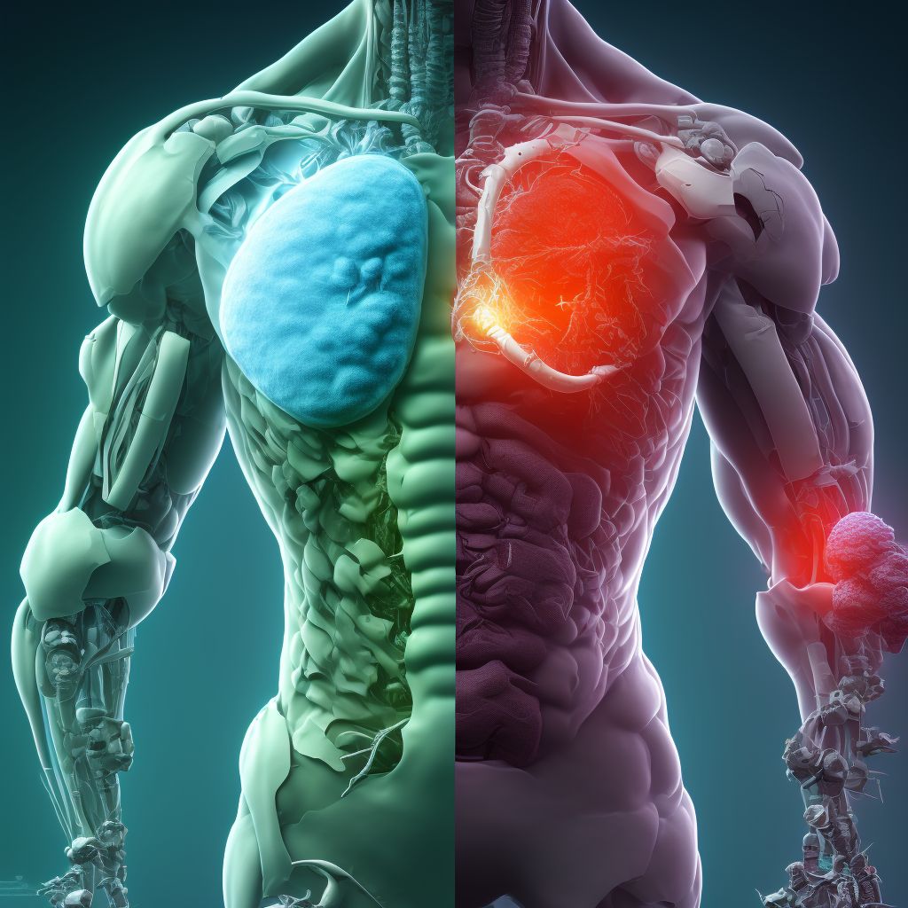 Partial traumatic amputation of right hip and thigh, level unspecified, initial encounter digital illustration