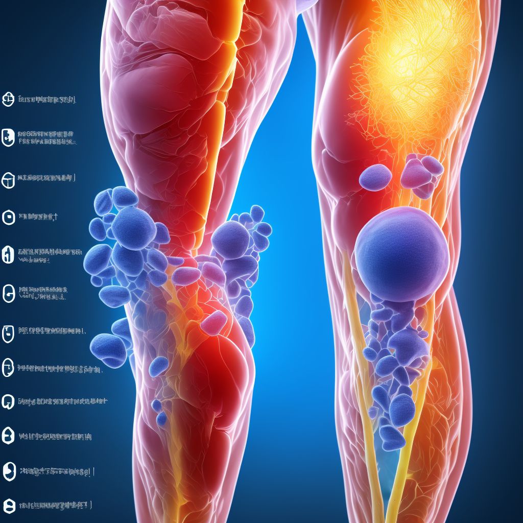 Contusion of right knee, sequela digital illustration