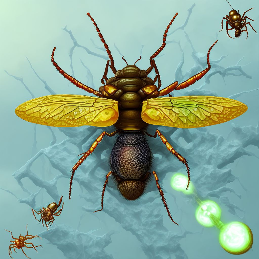 Insect bite (nonvenomous), left knee, initial encounter digital illustration