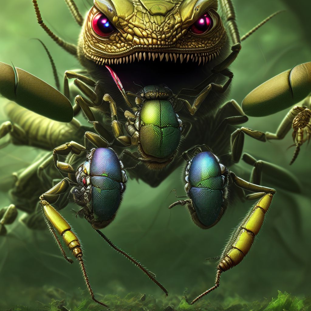 Insect bite (nonvenomous), left knee, subsequent encounter digital illustration