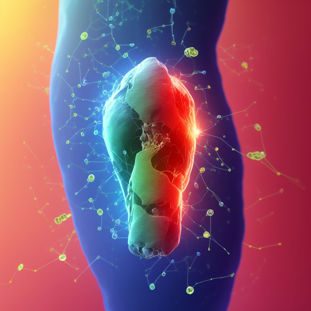 Unspecified open wound, right knee, sequela digital illustration