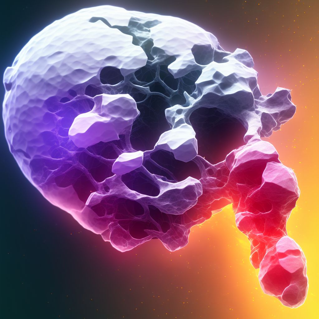 Displaced osteochondral fracture of left patella, subsequent encounter for open fracture type IIIA, IIIB, or IIIC with routine healing digital illustration