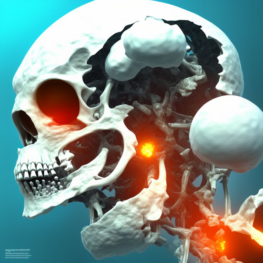 Displaced osteochondral fracture of left patella, subsequent encounter for open fracture type I or II with delayed healing digital illustration