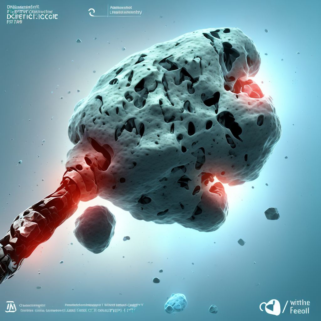 Displaced osteochondral fracture of left patella, subsequent encounter for closed fracture with malunion digital illustration