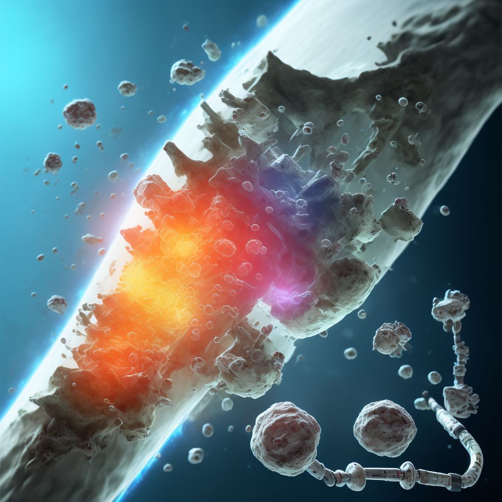 Displaced trimalleolar fracture of right lower leg, subsequent encounter for open fracture type IIIA, IIIB, or IIIC with routine healing digital illustration