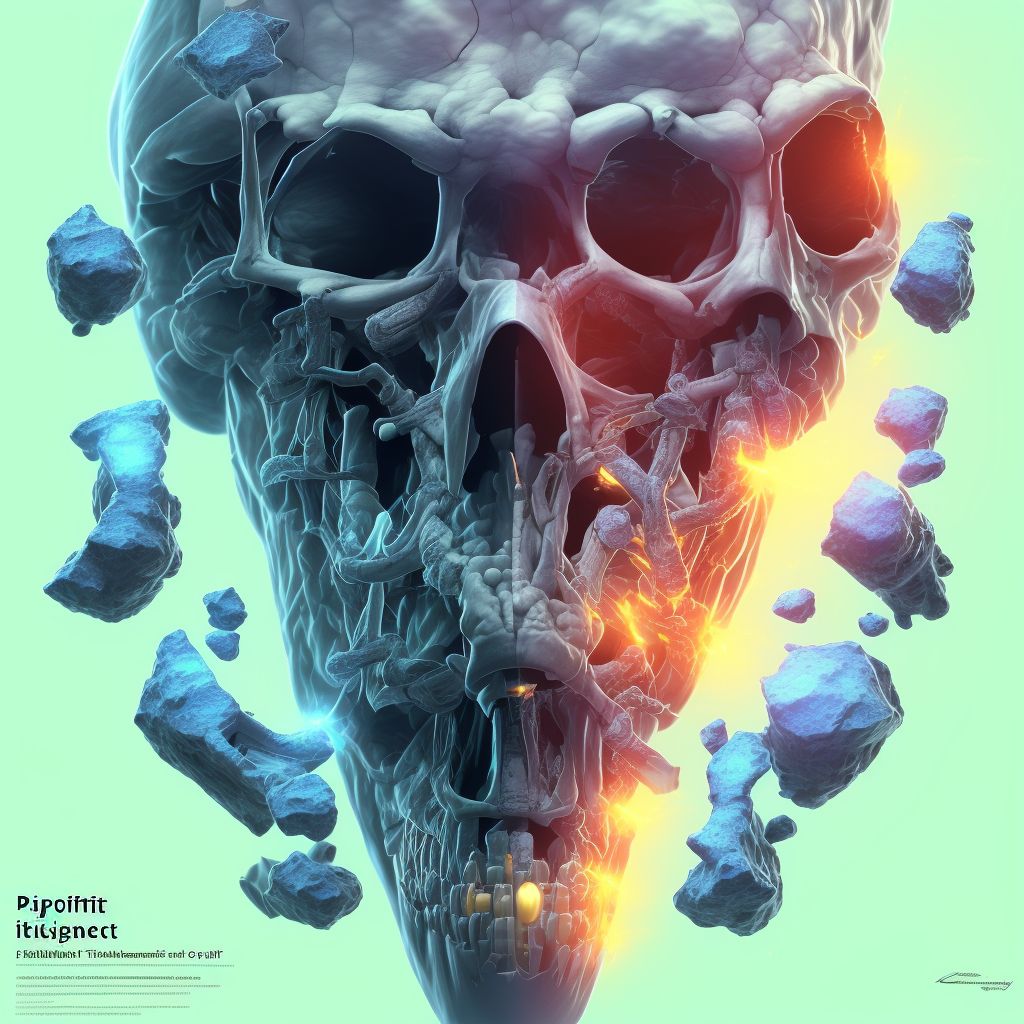 Displaced pilon fracture of right tibia, subsequent encounter for open fracture type I or II with routine healing digital illustration