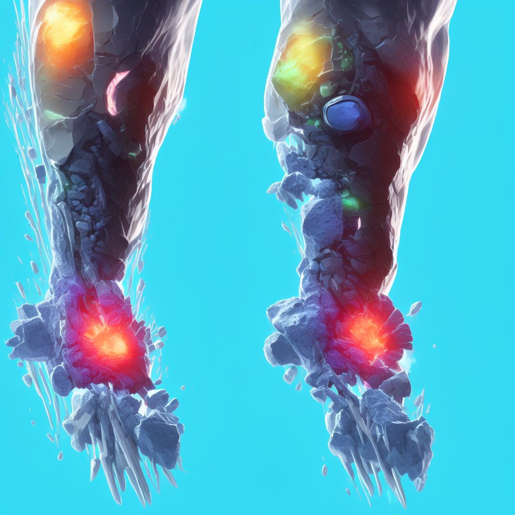 Unspecified fracture of left lower leg, subsequent encounter for open fracture type I or II with delayed healing digital illustration