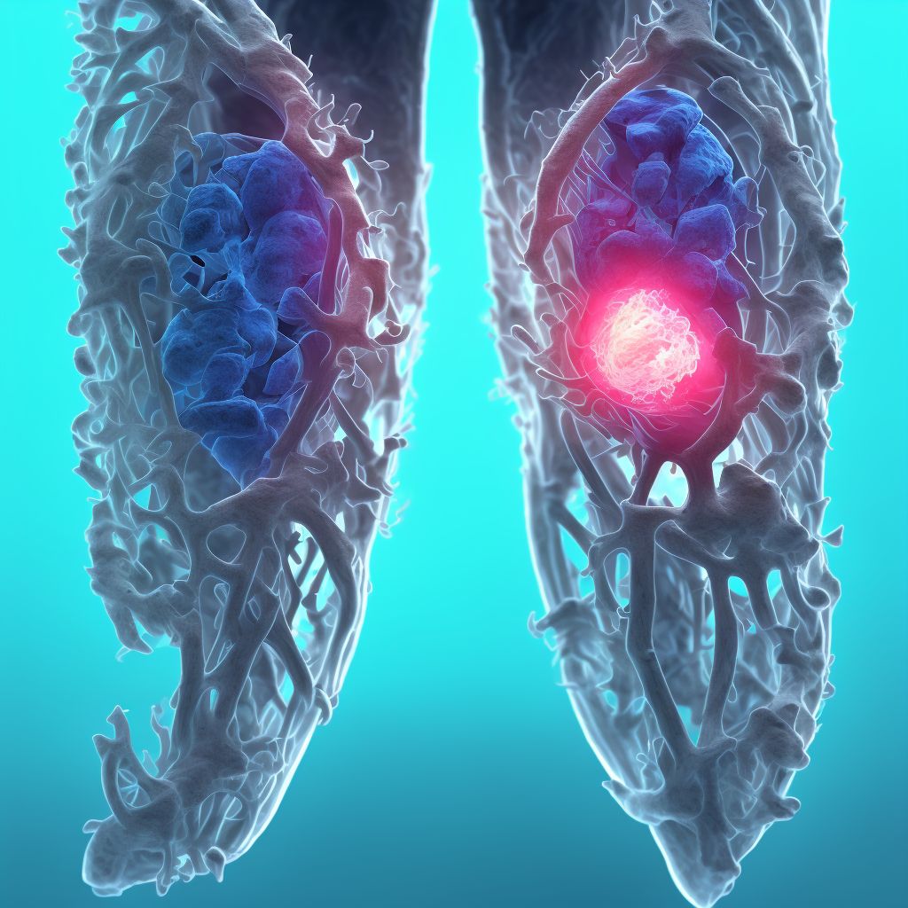 Anterior dislocation of proximal end of tibia, left knee, sequela digital illustration