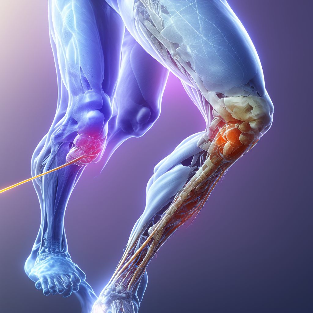 Injury of tibial nerve at lower leg level, unspecified leg, subsequent encounter digital illustration