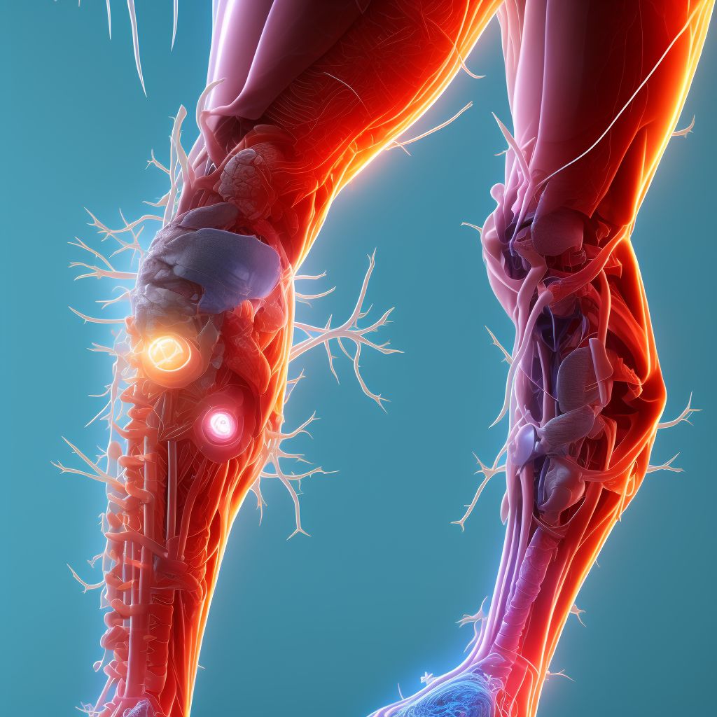 Injury of tibial nerve at lower leg level, unspecified leg, sequela digital illustration