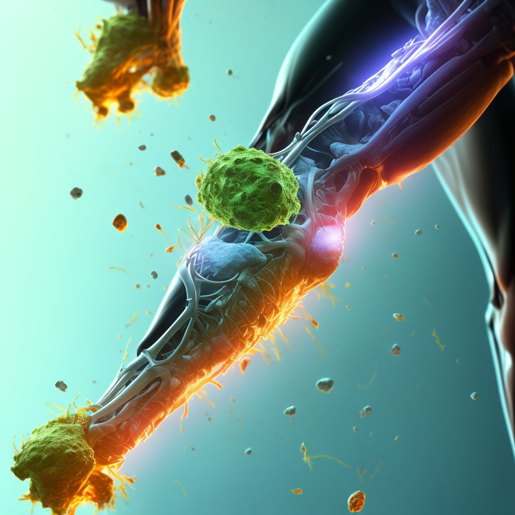 Injury of tibial nerve at lower leg level, right leg, subsequent encounter digital illustration