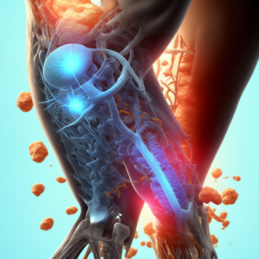 Injury of tibial nerve at lower leg level, right leg, sequela digital illustration