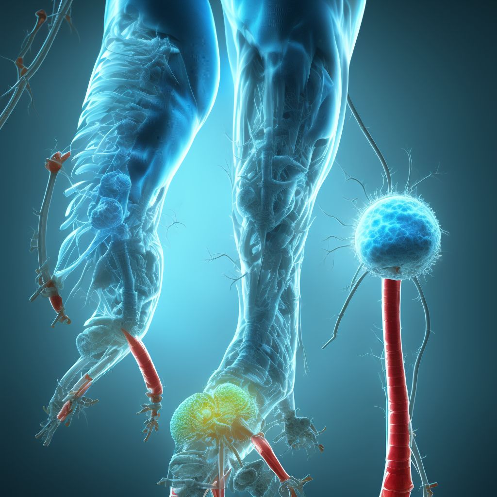 Injury of tibial nerve at lower leg level, left leg, subsequent encounter digital illustration