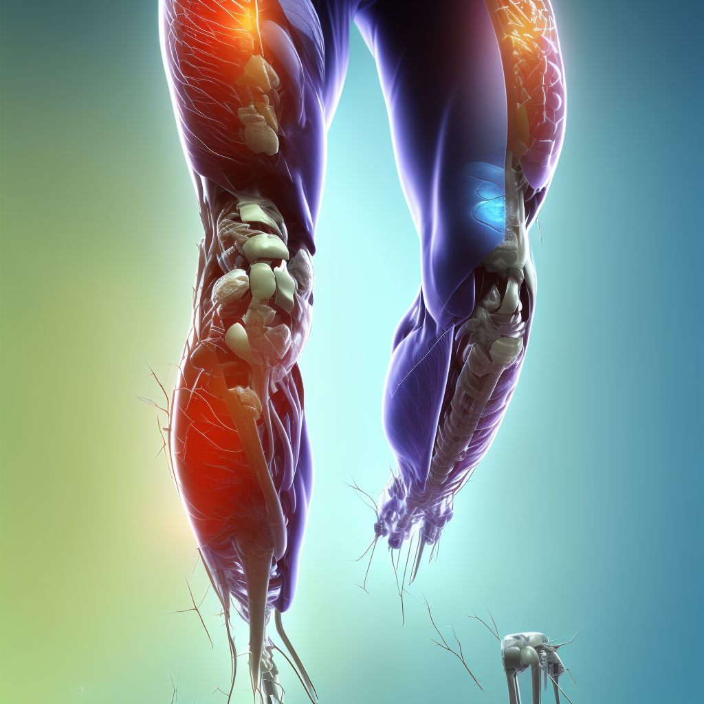 Injury of tibial nerve at lower leg level, left leg, sequela digital illustration