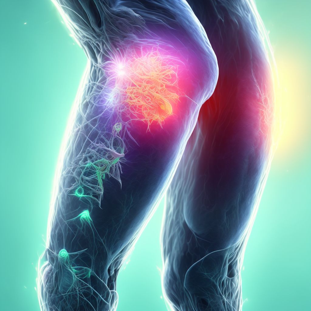 Injury of cutaneous sensory nerve at lower leg level, right leg, initial encounter digital illustration