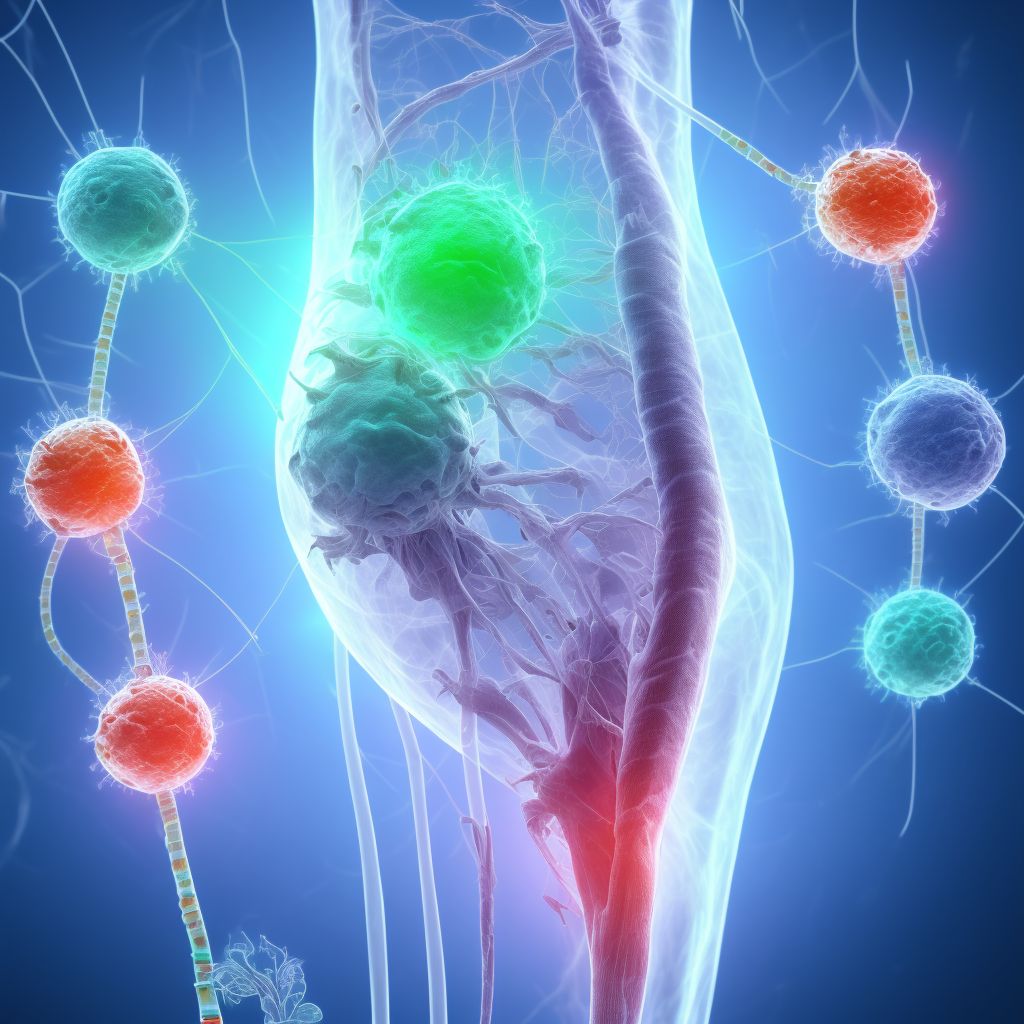 Injury of cutaneous sensory nerve at lower leg level, right leg, sequela digital illustration