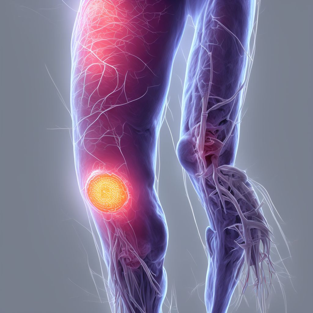 Injury of cutaneous sensory nerve at lower leg level, left leg, initial encounter digital illustration