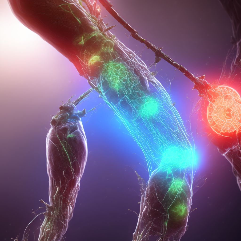 Injury of cutaneous sensory nerve at lower leg level, left leg, sequela digital illustration