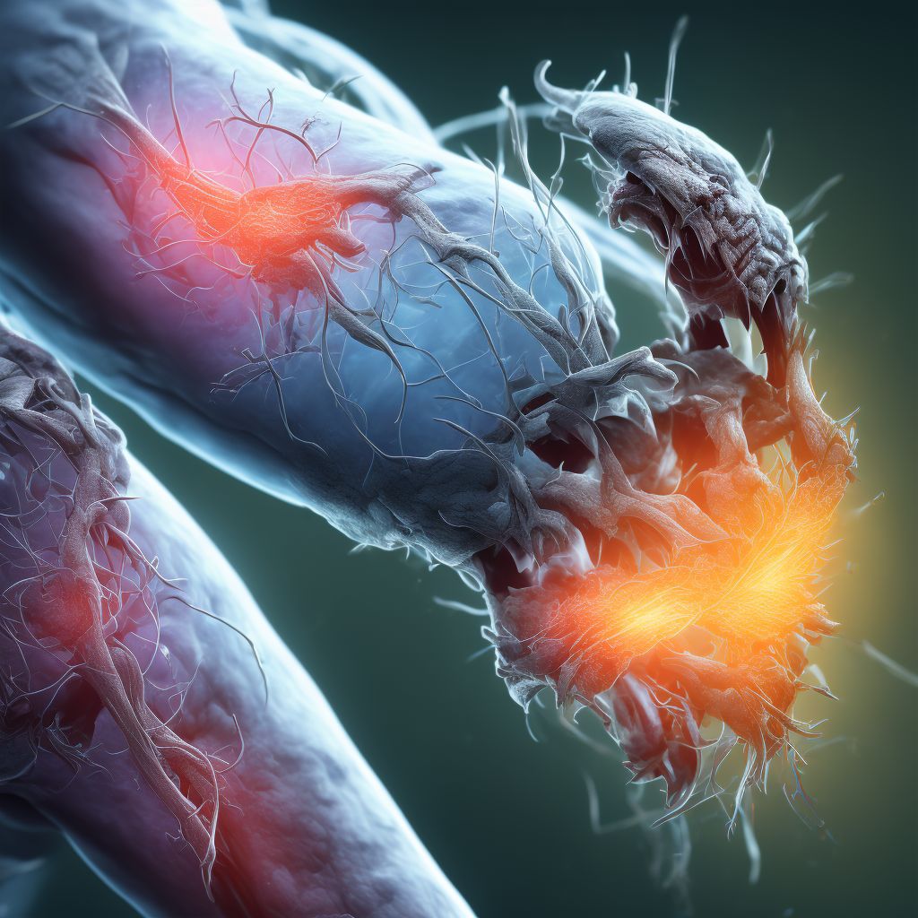 Laceration of popliteal artery, left leg, subsequent encounter digital illustration