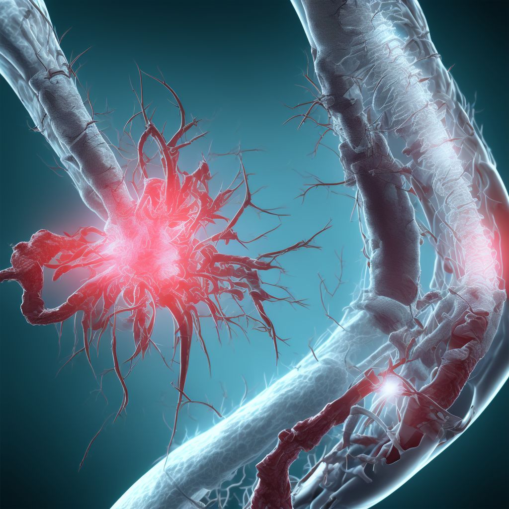 Laceration of unspecified tibial artery, right leg, initial encounter digital illustration