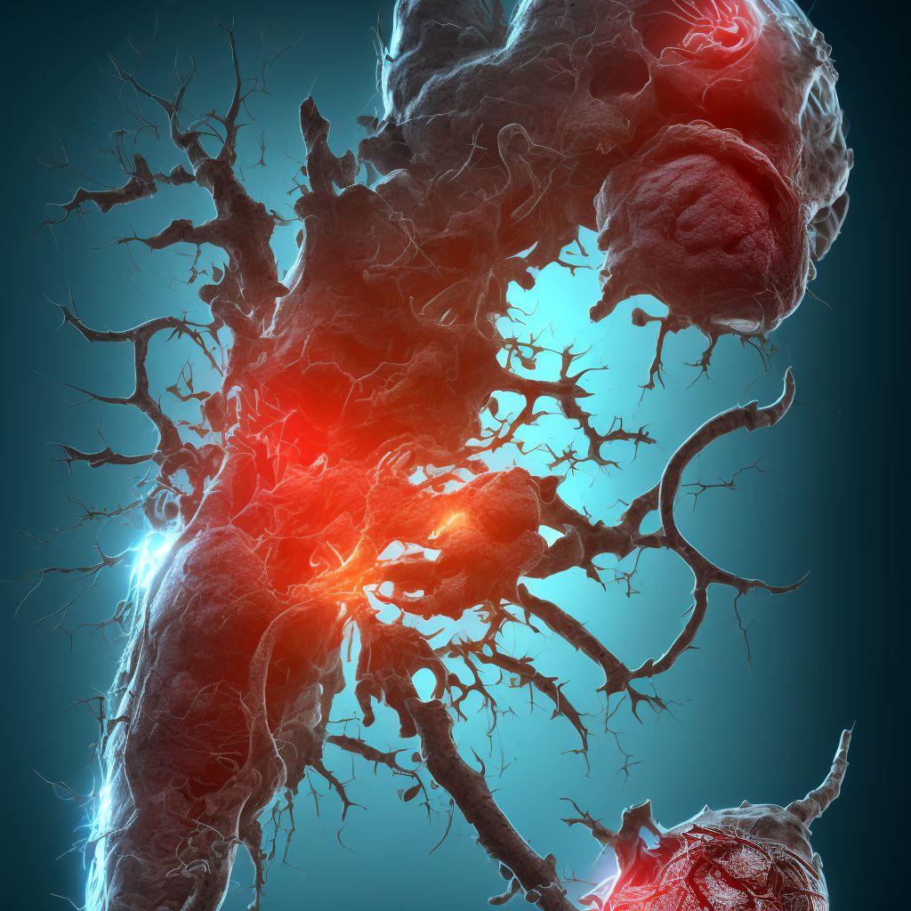 Laceration of unspecified tibial artery, right leg, subsequent encounter digital illustration