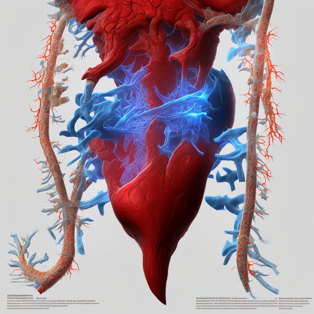 Laceration of unspecified tibial artery, right leg, sequela digital illustration