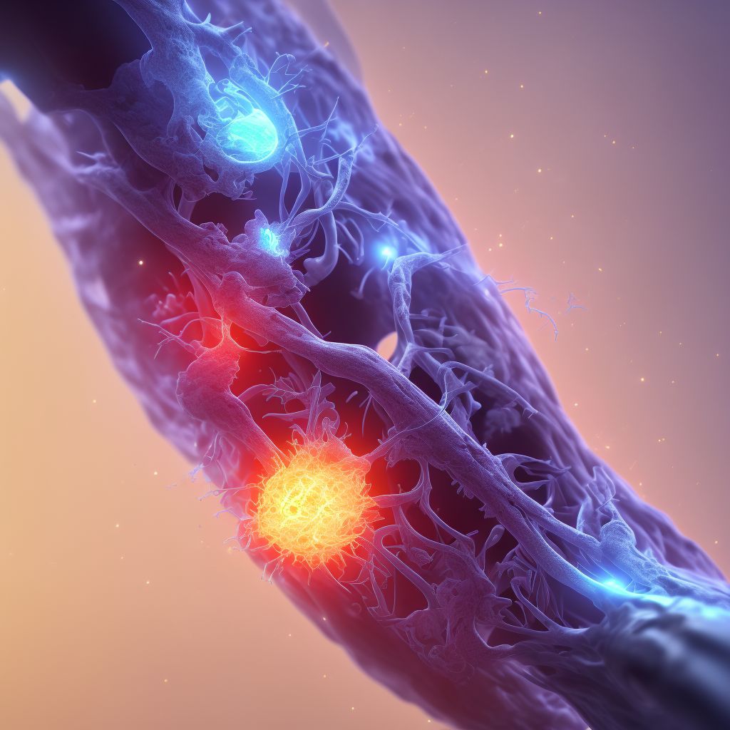 Unspecified injury of posterior tibial artery, left leg, subsequent encounter digital illustration