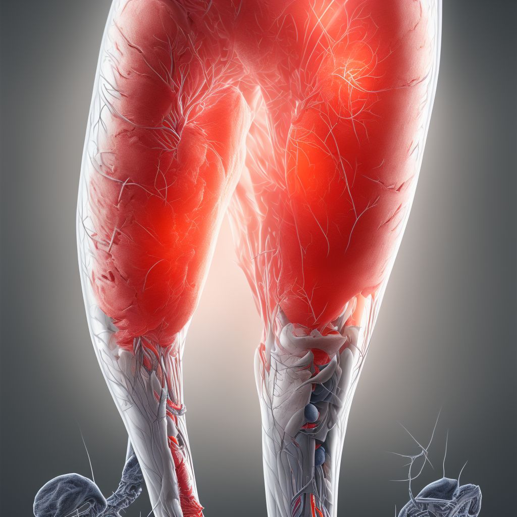 Laceration of posterior tibial artery, right leg, sequela digital illustration