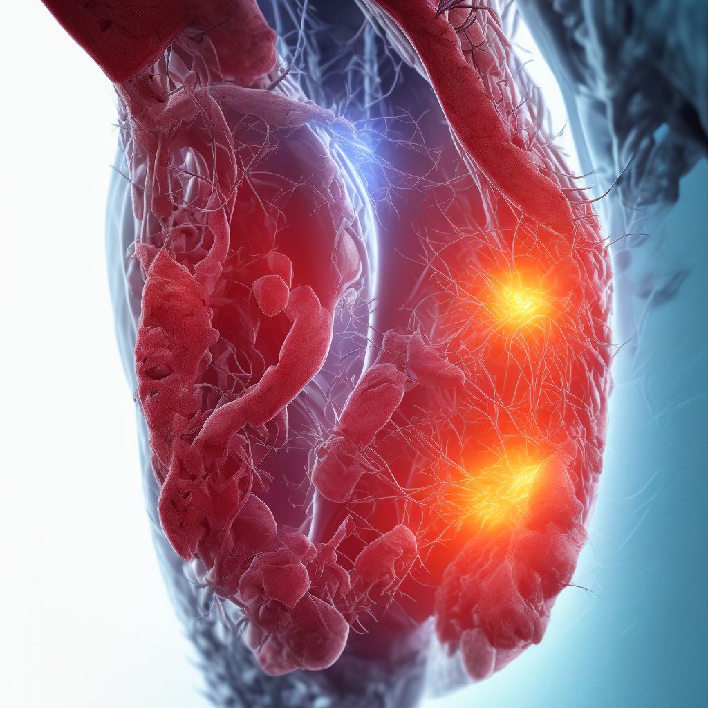 Laceration of posterior tibial artery, left leg, sequela digital illustration