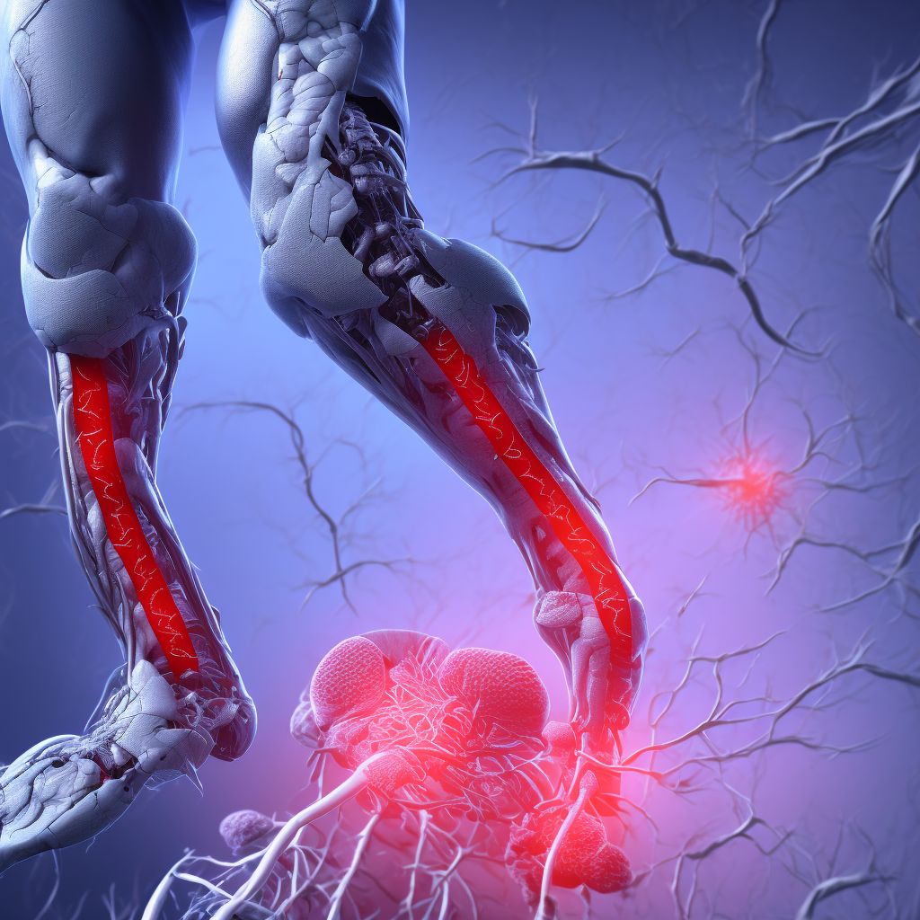 Laceration of posterior tibial artery, unspecified leg, initial encounter digital illustration