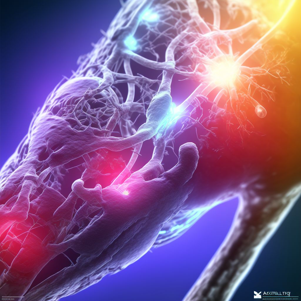 Laceration of peroneal artery, right leg, sequela digital illustration