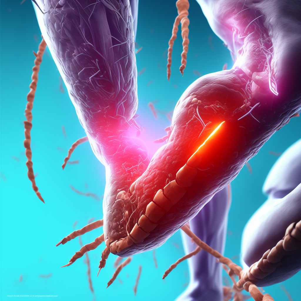 Laceration of peroneal artery, left leg, initial encounter digital illustration