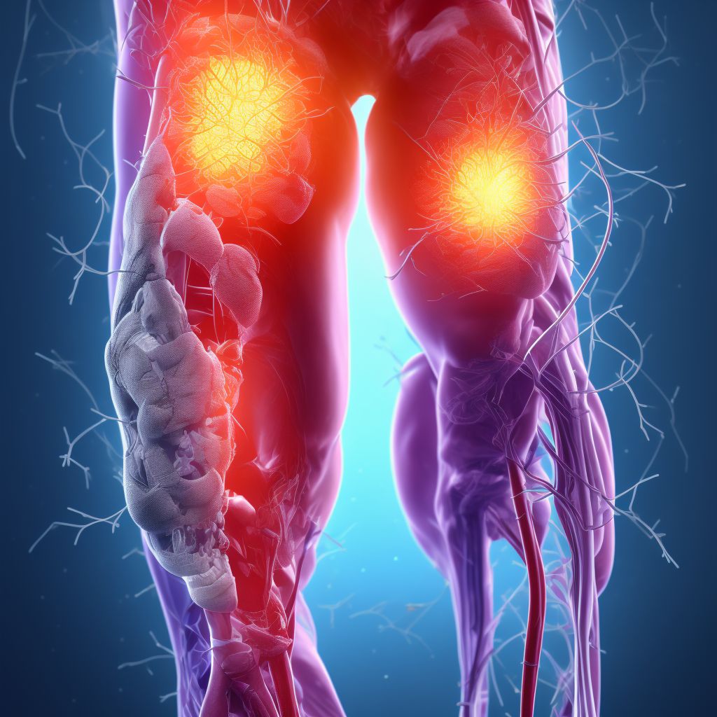 Laceration of peroneal artery, left leg, subsequent encounter digital illustration