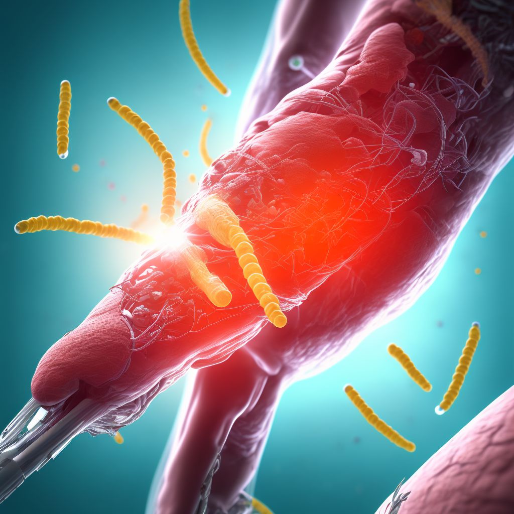 Laceration of peroneal artery, left leg, sequela digital illustration