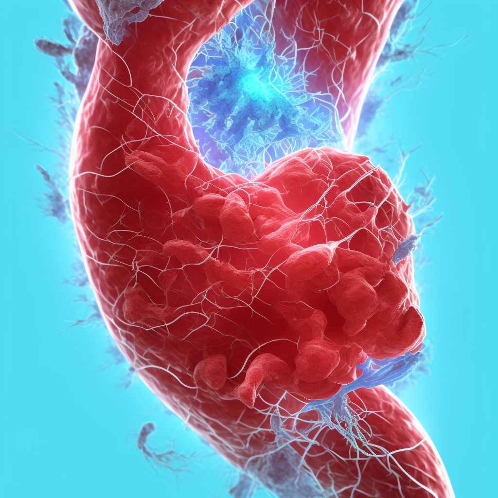 Laceration of greater saphenous vein at lower leg level, right leg, sequela digital illustration