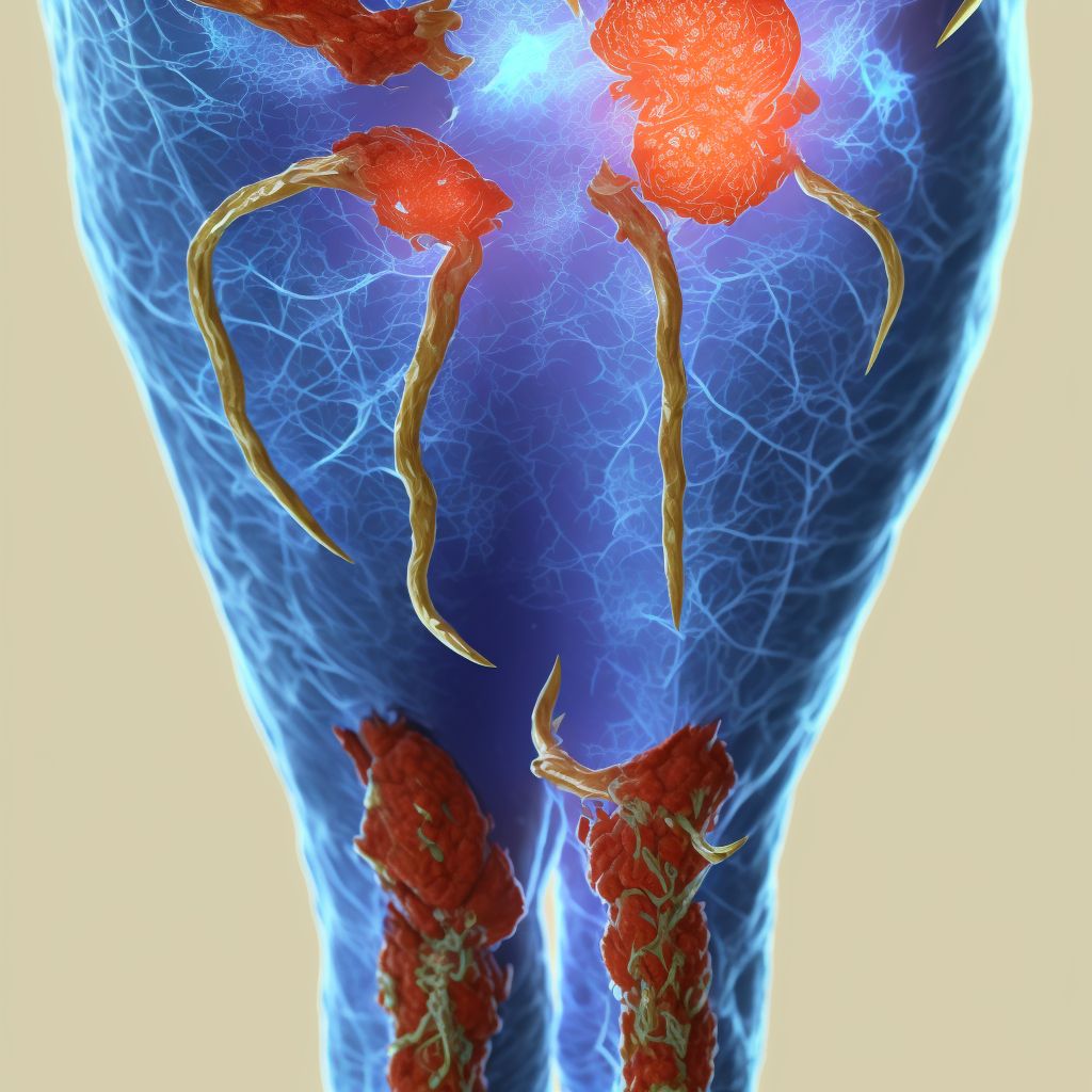 Laceration of greater saphenous vein at lower leg level, left leg, sequela digital illustration