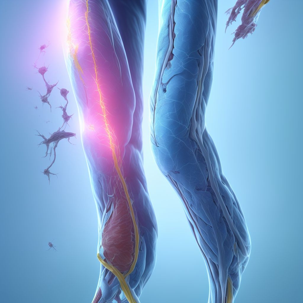 Unspecified injury of lesser saphenous vein at lower leg level, right leg, initial encounter digital illustration