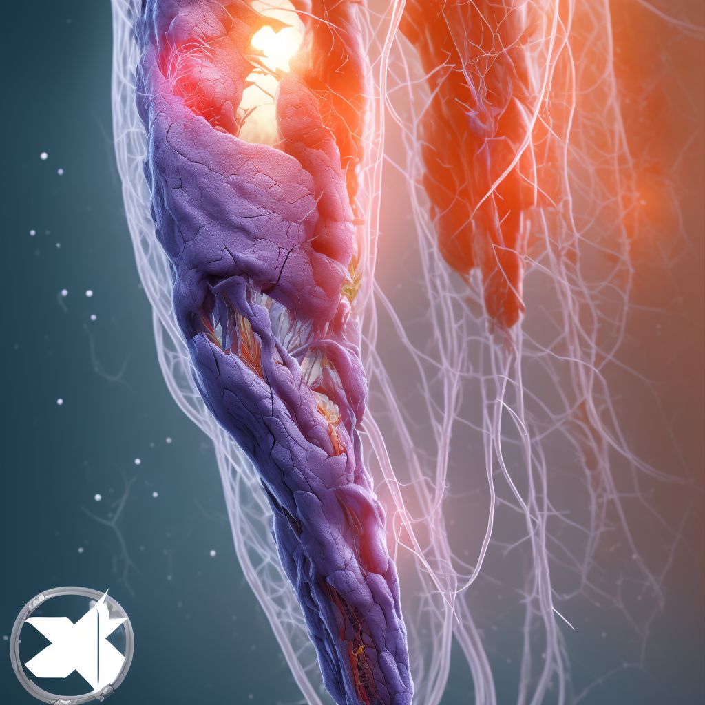 Laceration of lesser saphenous vein at lower leg level, left leg, initial encounter digital illustration