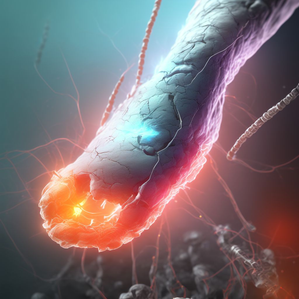 Laceration of lesser saphenous vein at lower leg level, left leg, subsequent encounter digital illustration