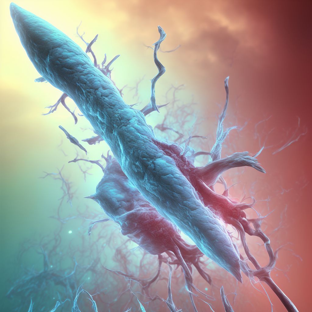 Laceration of lesser saphenous vein at lower leg level, left leg, sequela digital illustration