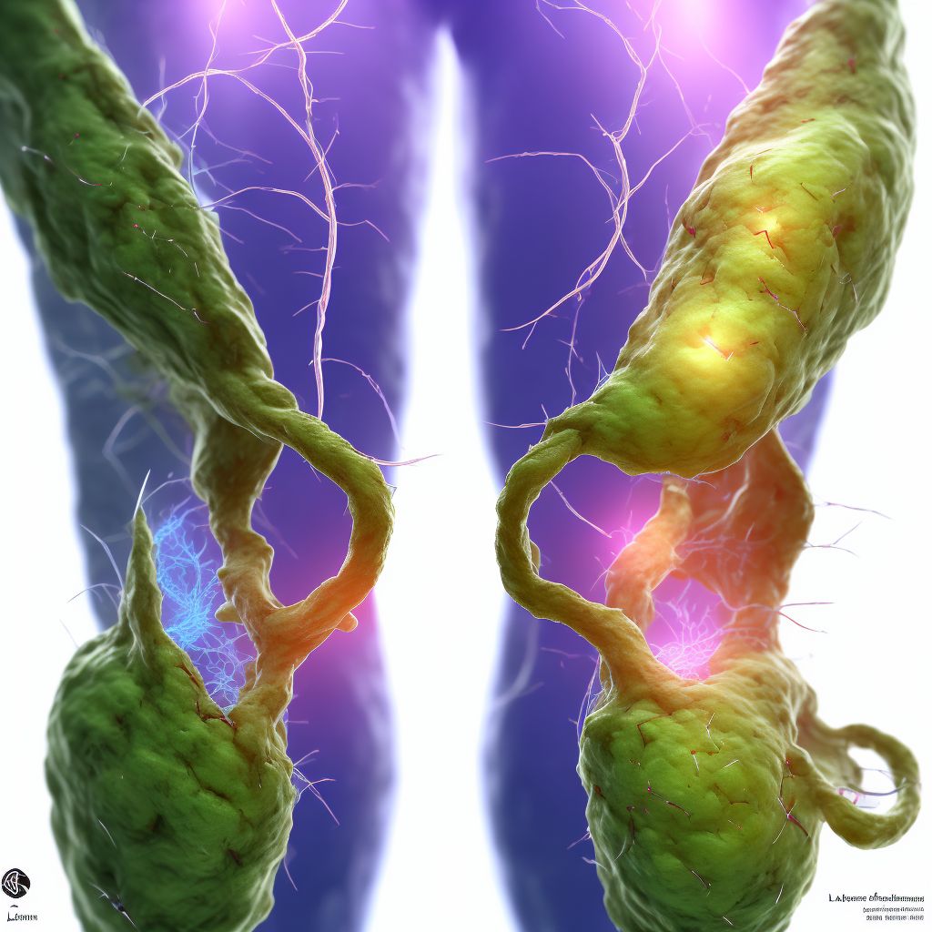 Laceration of lesser saphenous vein at lower leg level, unspecified leg, initial encounter digital illustration