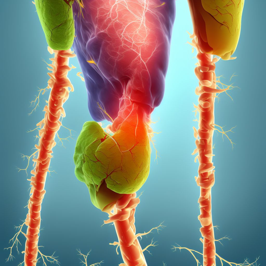 Unspecified injury of popliteal vein, right leg, sequela digital illustration