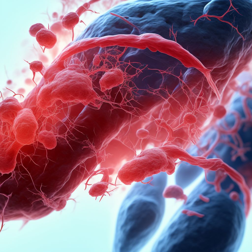 Unspecified injury of other blood vessels at lower leg level, right leg, sequela digital illustration