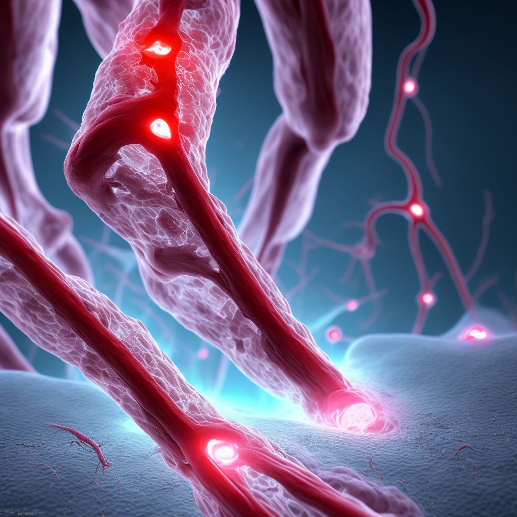 Unspecified injury of other blood vessels at lower leg level, left leg, subsequent encounter digital illustration