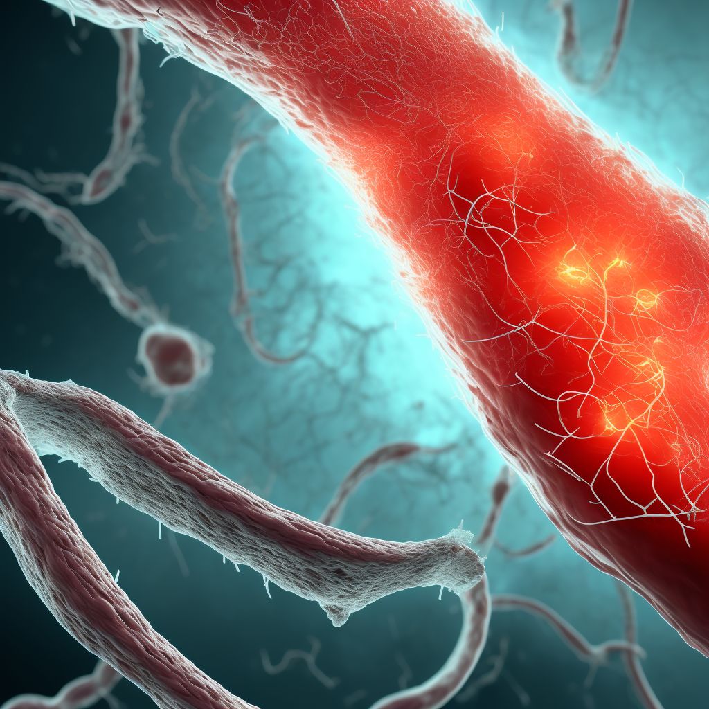 Laceration of other blood vessels at lower leg level, right leg, initial encounter digital illustration