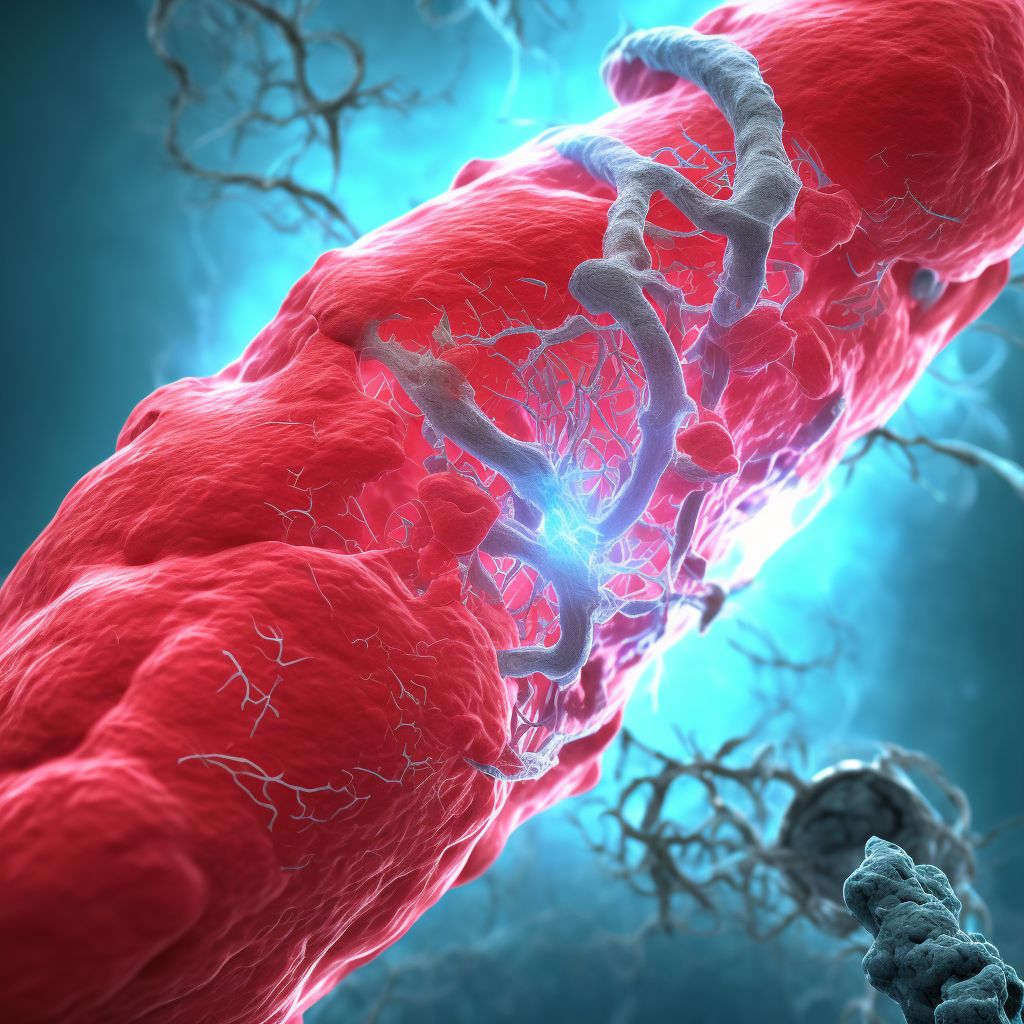 Laceration of other blood vessels at lower leg level, left leg, initial encounter digital illustration