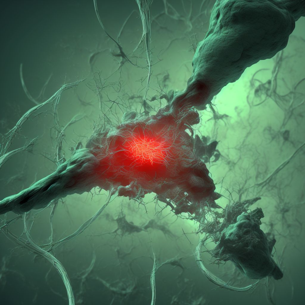 Laceration of other blood vessels at lower leg level, left leg, subsequent encounter digital illustration