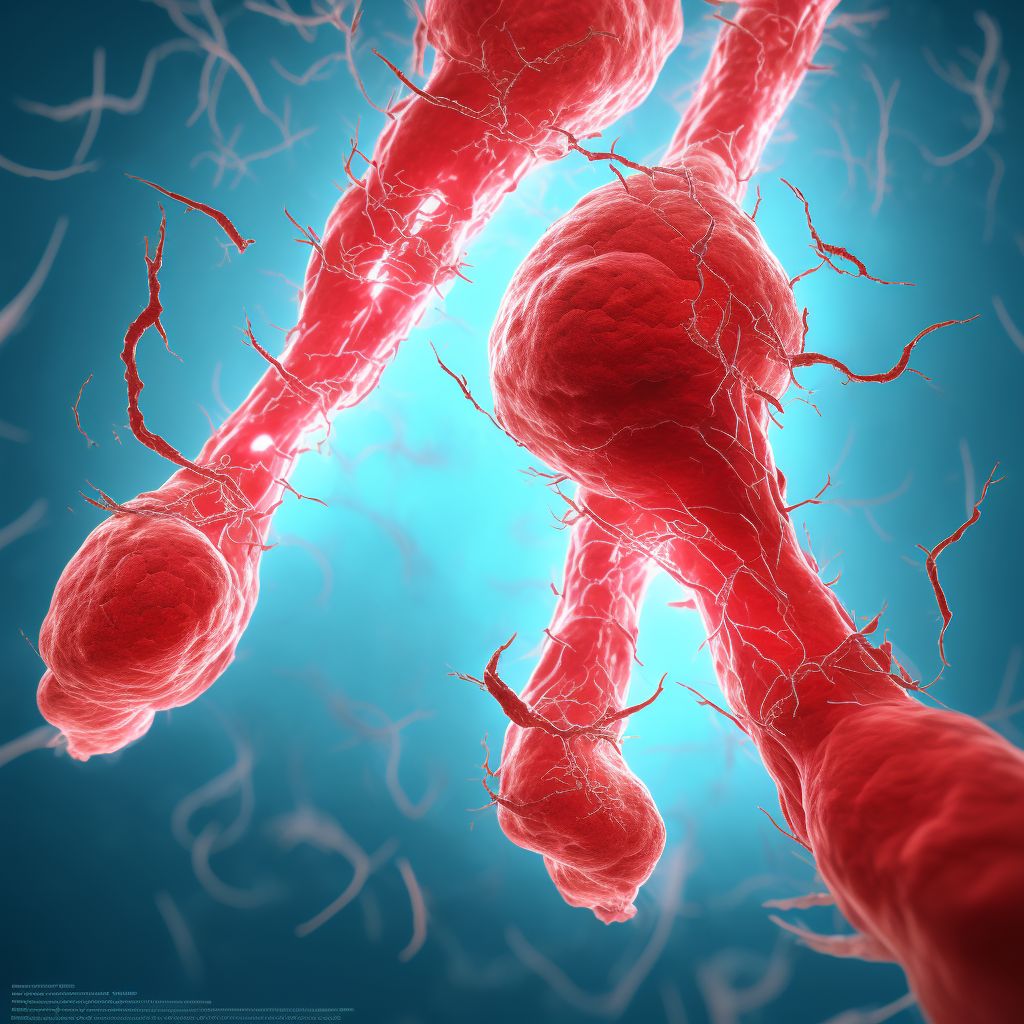 Laceration of unspecified blood vessel at lower leg level, left leg, sequela digital illustration