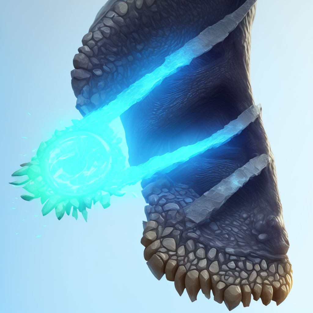 Laceration of left Achilles tendon, sequela digital illustration